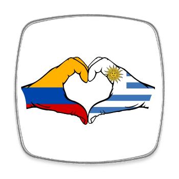Colombia Uruguay Flag Hands Heart Shape - Square fridge magnet - white - Front
