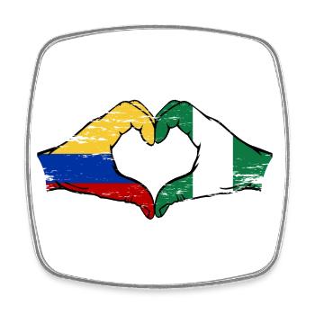 Colombie Nigeria drapeau mains forme de coeur utilisé - Magnet carré - blanc - Devant