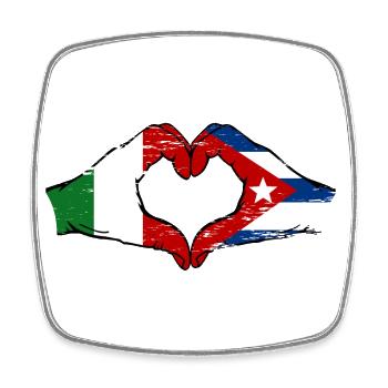 Italie Cuba Drapeau Mains Coeur Forme Utilisé - Magnet carré - blanc - Devant