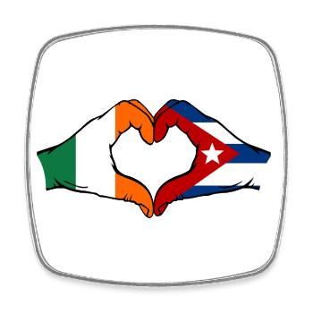 Irlande Cuba Drapeau Mains Coeur Forme - Magnet carré - blanc - Devant