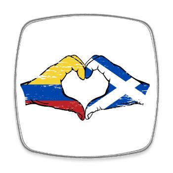 Colombie Ecosse drapeau mains forme de coeur utilisé - Magnet carré - blanc - Devant
