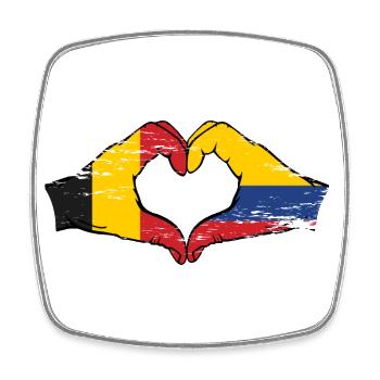 Belgique Colombie Drapeau Mains Coeur Forme Utilisé - Magnet carré - blanc - Devant