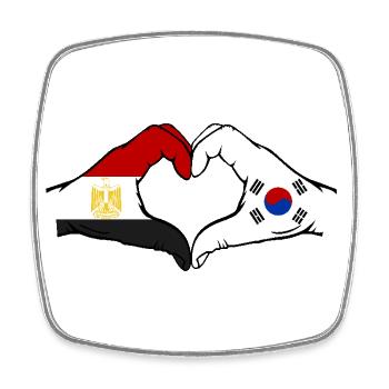Egypt South Korea Flag Hands Heart Shape - Square fridge magnet - white - Front