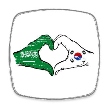 Arabie Saoudite Corée du Sud Drapeau Mains Coeur Forme Utilisé - Magnet carré - blanc - Devant
