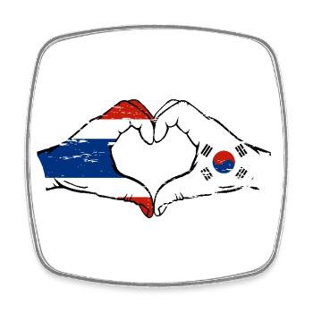 Thaïlande Corée du Sud Drapeau Mains Coeur Forme Utilisé - Magnet carré - blanc - Devant