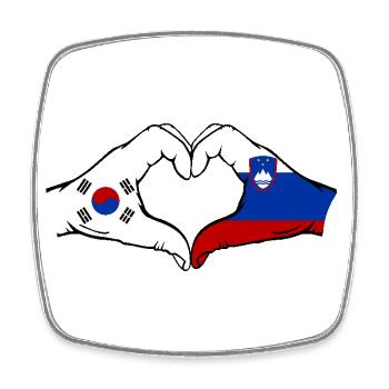 Corée du Sud Slovénie Drapeau Mains Coeur Forme - Magnet carré - blanc - Devant