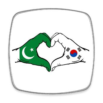 Pakistan South Korea Flag Hands Heart Shape - Square fridge magnet - white - Front