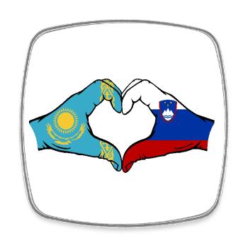 Kasachstan Slowenien Flagge Hände Herzform - Viereckiger Kühlschrankmagnet - Weiß - Vorne
