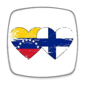 Venezuela Finland flag hands heart shape used - Square fridge magnet - white - Front