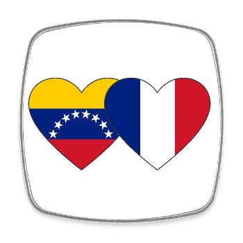 Venezuela France Flag Hands Heart Shape - Square fridge magnet - white - Front