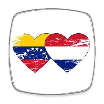 Venezuela Hollande Drapeau Mains Coeur Forme Utilisé - Magnet carré - blanc - Devant