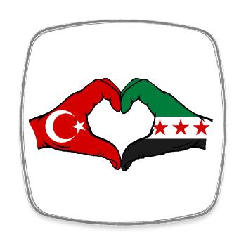 Turquie Syrie Drapeau Mains Coeur Forme - Magnet carré - blanc - Devant