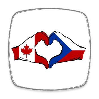 Canada République tchèque drapeau mains forme coeur - Magnet carré - blanc - Devant