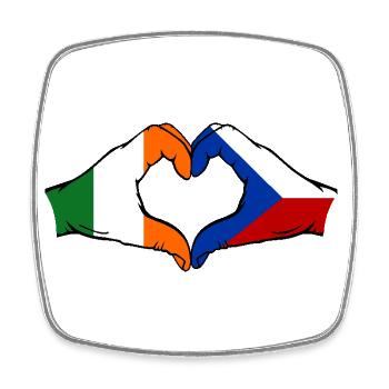 Irland Tschechien Flagge Hände Herzform - Viereckiger Kühlschrankmagnet - Weiß - Vorne