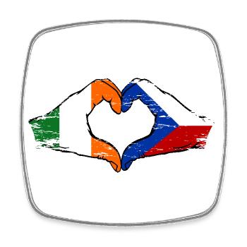 Irland Tschechien Flagge Hände Herzform used - Viereckiger Kühlschrankmagnet - Weiß - Vorne