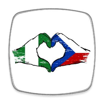 Nigeria Czech Republic Flag Hands Heart Shape Used - Square fridge magnet - white - Front