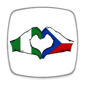 Nigeria Czech Republic Flag Hands Heart Shape - Square fridge magnet - white - Front