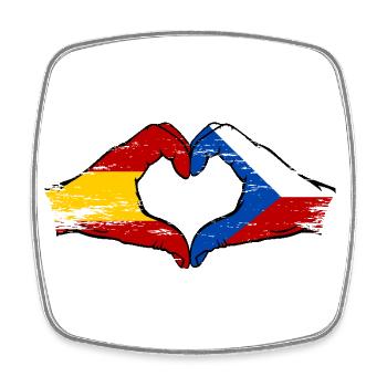 Spanien Tschechien Flagge Hände Herzform - Viereckiger Kühlschrankmagnet - Weiß - Vorne