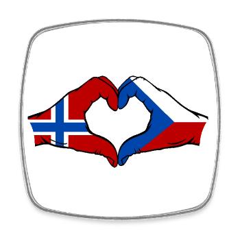 Norwegen Tschechien Flagge Hände Herzform - Viereckiger Kühlschrankmagnet - Weiß - Vorne