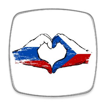 Russland Tschechien Flagge Hände Herzform used - Viereckiger Kühlschrankmagnet - Weiß - Vorne