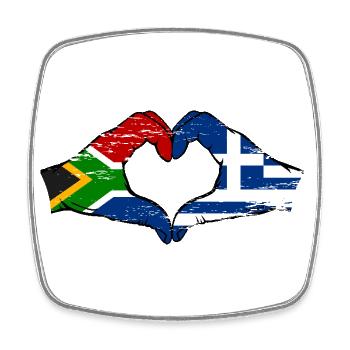 Afrique du Sud Grèce Drapeau Mains Coeur Forme Utilisé - Magnet carré - blanc - Devant