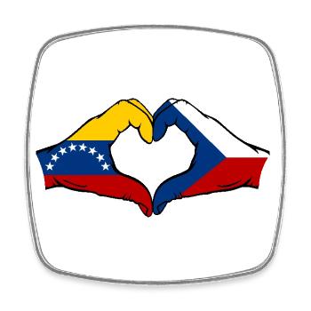 Venezuela République tchèque Drapeau Mains Coeur Forme - Magnet carré - blanc - Devant