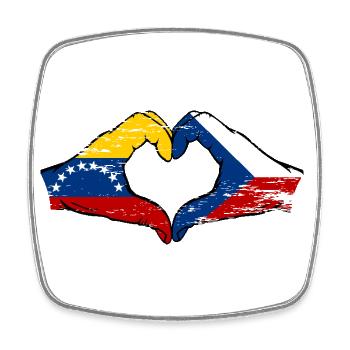 Venezuela Tschechien Flagge Hände Herzform used - Viereckiger Kühlschrankmagnet - Weiß - Vorne