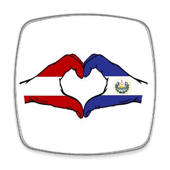 Österreich El Salvador Flagge Hände Herzform - Viereckiger Kühlschrankmagnet - Weiß - Vorne