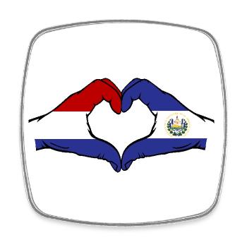 Holland El Salvador Flagge Hände Herzform - Viereckiger Kühlschrankmagnet - Weiß - Vorne