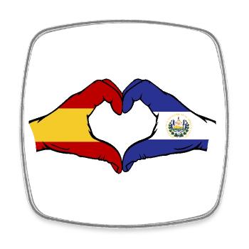 Spanien El Salvador Flagge Hände Herzform - Viereckiger Kühlschrankmagnet - Weiß - Vorne