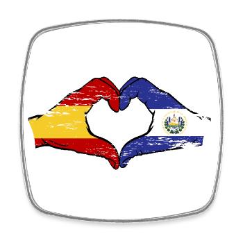 Espagne El Salvador Drapeau Mains Coeur Forme Utilisé - Magnet carré - blanc - Devant