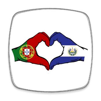 Portugal El Salvador Drapeau Mains Coeur Forme - Magnet carré - blanc - Devant