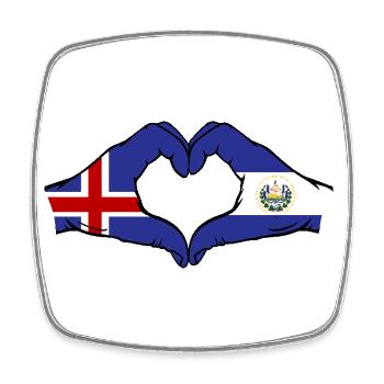 Island El Salvador Flagge Hände Herzform - Viereckiger Kühlschrankmagnet - Weiß - Vorne