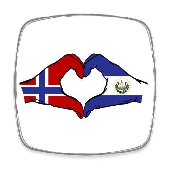 Norwegen El Salvador Flagge Hände Herzform - Viereckiger Kühlschrankmagnet - Weiß - Vorne