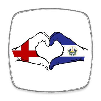 England El Salvador Flagge Hände Herzform - Viereckiger Kühlschrankmagnet - Weiß - Vorne