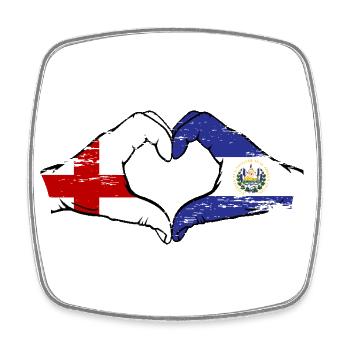 Angleterre El Salvador Drapeau Mains Coeur Forme Utilisé - Magnet carré - blanc - Devant