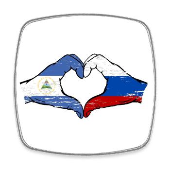 Nicaragua Russie Drapeau Mains Coeur Forme Utilisé - Magnet carré - blanc - Devant
