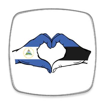 Nicaragua Estland Flagge Hände Herzform - Viereckiger Kühlschrankmagnet - Weiß - Vorne