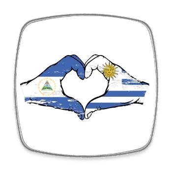 Nicaragua Uruguay Flagge Hände Herzform used - Viereckiger Kühlschrankmagnet - Weiß - Vorne