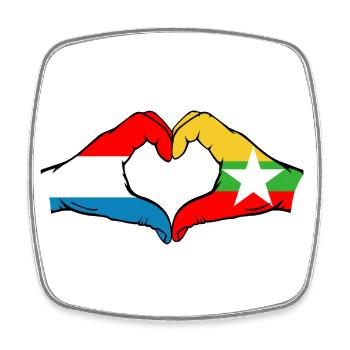 Luxembourg Myanmar Flag Hands Heart Shape - Square fridge magnet - white - Front