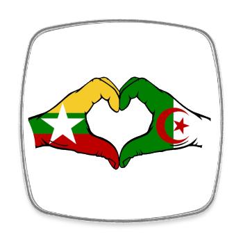 Myanmar Algerien Flagge Hände Herzform - Viereckiger Kühlschrankmagnet - Weiß - Vorne
