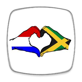 Holland Jamaika Flagge Hände Herzform - Viereckiger Kühlschrankmagnet - Weiß - Vorne