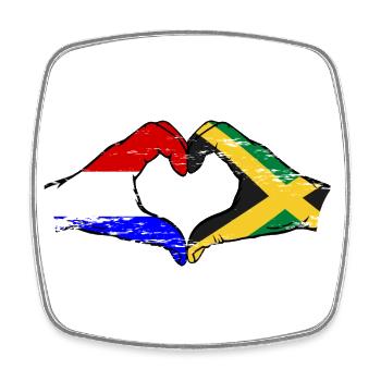 Hollande Jamaïque Drapeau Mains Coeur Forme Utilisé - Magnet carré - blanc - Devant