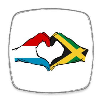 Luxemburg Jamaika Flagge Hände Herzform - Viereckiger Kühlschrankmagnet - Weiß - Vorne