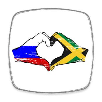 Russland Jamaika Flagge Hände Herzform used - Viereckiger Kühlschrankmagnet - Weiß - Vorne