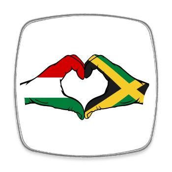 Hongrie Jamaïque Drapeau Mains Coeur Forme - Magnet carré - blanc - Devant