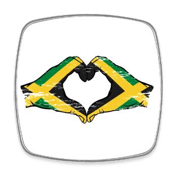 Jamaika Flagge Hände Herzform used - Viereckiger Kühlschrankmagnet - Weiß - Vorne
