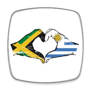 Jamaïque Uruguay Mains Forme de Coeur Utilisé - Magnet carré - blanc - Devant