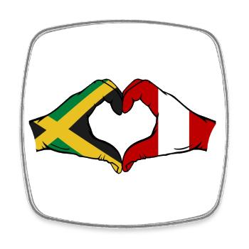 Jamaika Peru Flagge Hände Herzform - Viereckiger Kühlschrankmagnet - Weiß - Vorne
