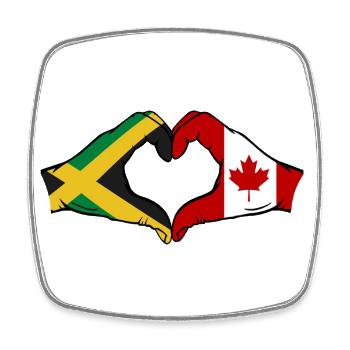 Jamaica Canada Hands Heart Shape - Square fridge magnet - white - Front